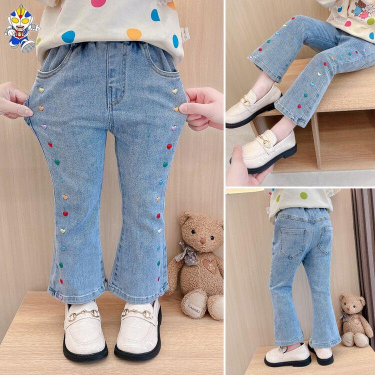 Quần jeans Ống Loe Phong Cách Thời Trang Xuân Thu Mới 2023 Dành Cho Bé Gái
