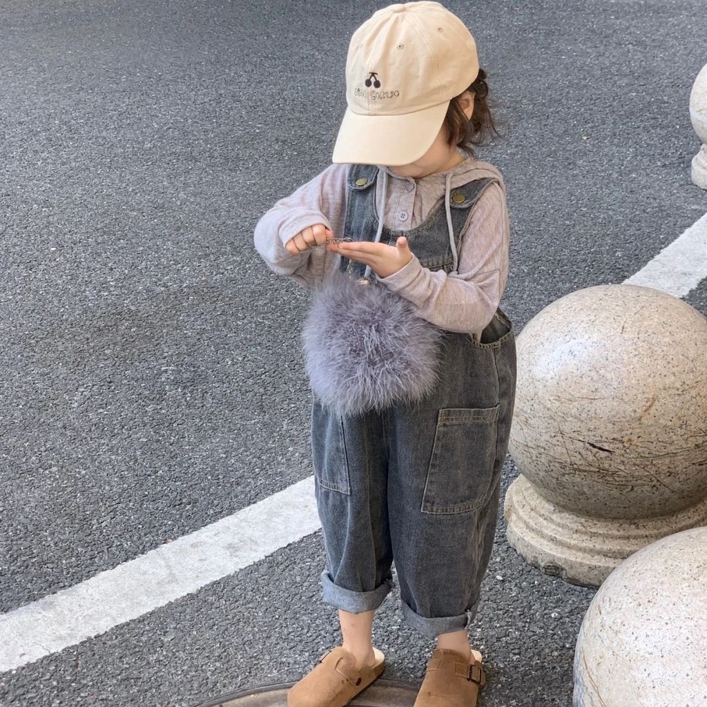 Quần Yếm jeans Phong Cách Hàn Quốc Cho Bé