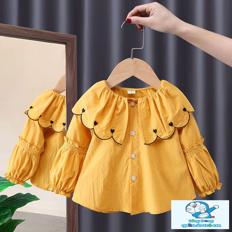 ~ Áo Sơ Mi Trắng Trơn Phong Cách Mới Dễ Phối Đồ Thời Trang Mùa Xuân Dành Cho Bé Gái