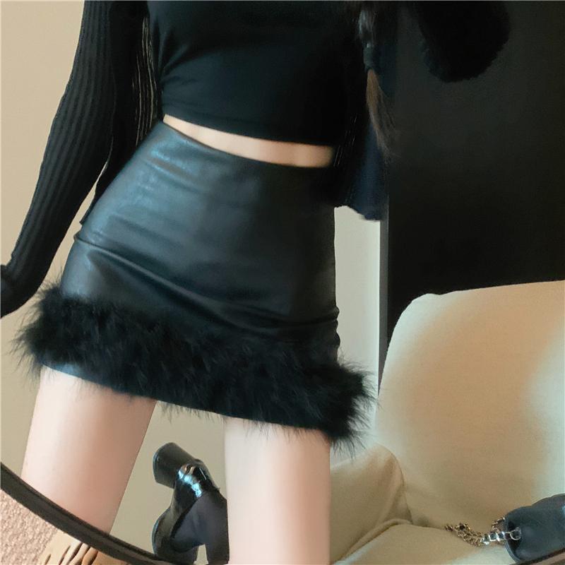 Chân Váy Da Ngắn Lưng Cao Thời Trang Mùa Thu Hàn Quốc 2023 Cho Nữ