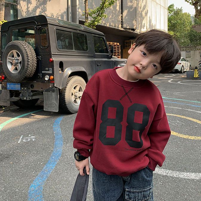 Áo Sweater Lót Lông Cừu Dày Dặn Phong Cách Mới Mùa Thu Đông Cho Bé Trai