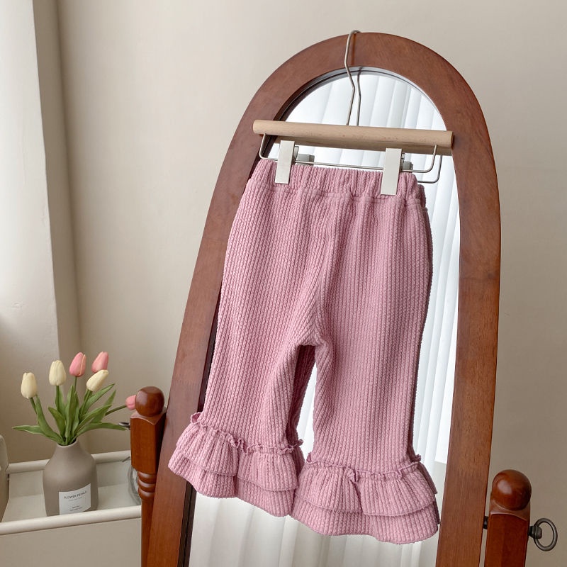 Quần Legging cotton Họa Tiết Kẻ Sọc Hợp Thời Trang Thu Đông Cho Bé Gái