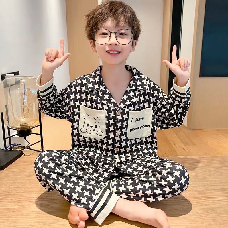 Bộ Đồ Ngủ Tay Dài Phong Cách Thời Trang cardigan Mới Dành Cho Bé Trai