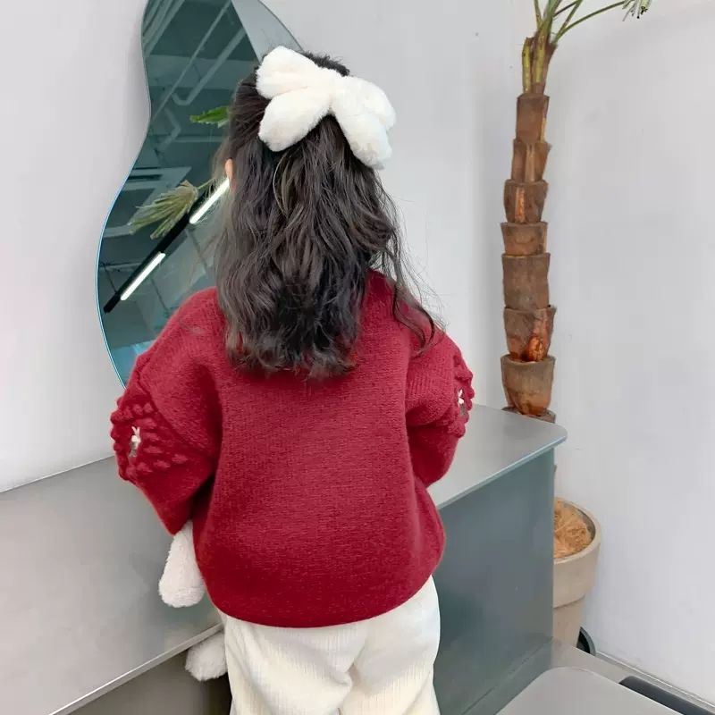 Áo Sweater Dệt Kim Thời Trang Thu Đông Phong Cách Mới Cho Bé Gái