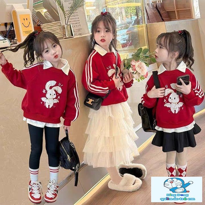 ~ Áo sweatshirt Cổ Thỏ Phong Cách Mới Hợp Thời Trang Xuân Thu Cho Bé Gái