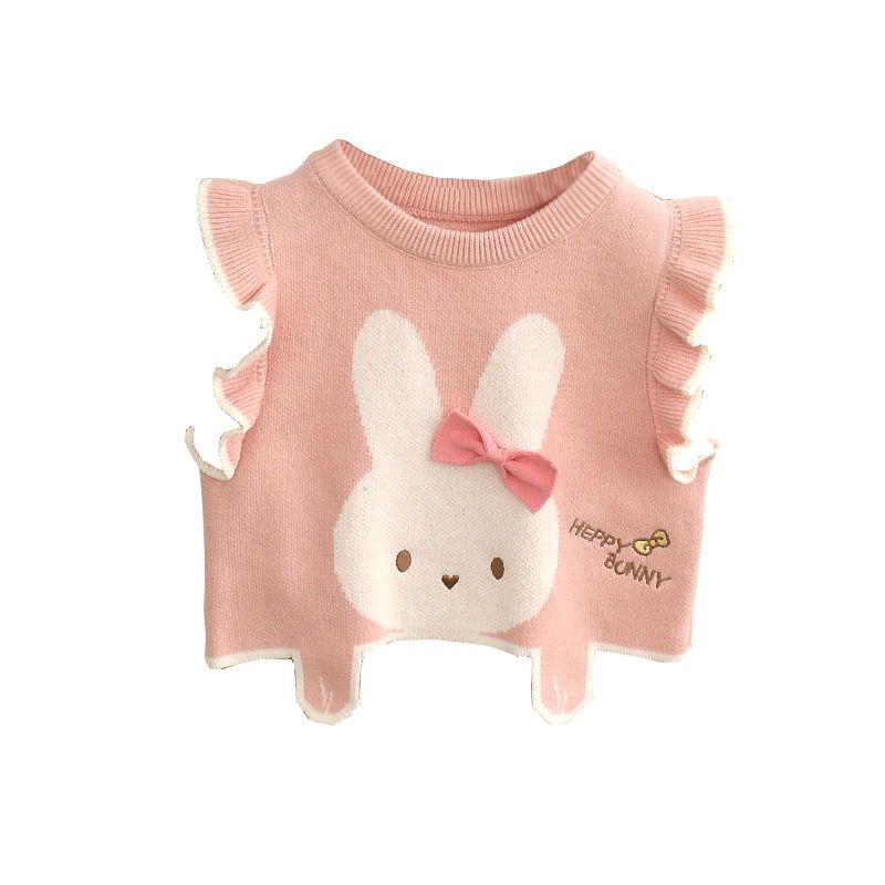 Bộ Áo sweater Dệt Kim Sát Nách Kiểu Phương Tây Thời Trang Xuân Thu Cho Bé Gái