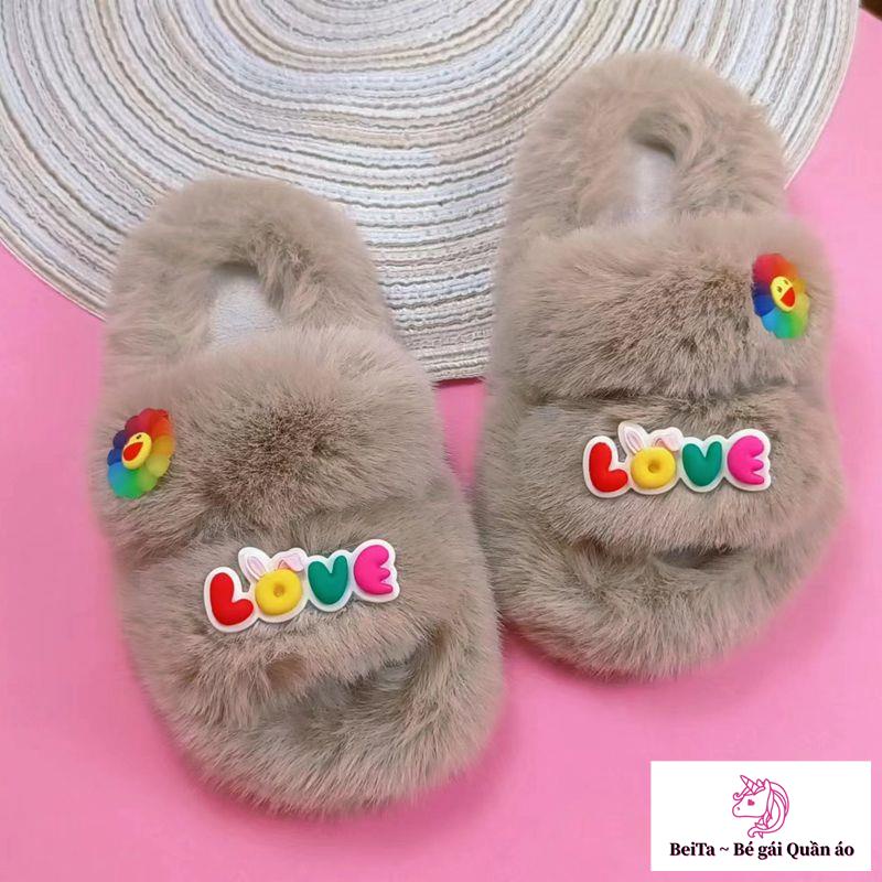 Dép Bông cotton Giữ Ấm Mùa Thu Đông Phong Cách Mới Dành Cho Mẹ Và Bé Gái