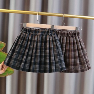 [ciki Baby] Chân Váy Len Ngắn Xếp Ly Sọc Caro Phong Cách Mới Thời Trang Thu Đông Dành Cho Bé Gái