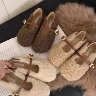 Giày Lười Phối Lông Ấm Áp.