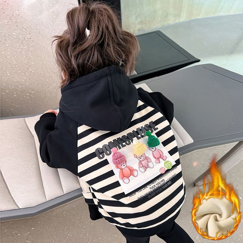 Áo Khoác Có Mũ Trùm Bằng Lông Cừu Cỡ Lớn Phong Cách Hàn Quốc Thời Trang Xuân Thu Dành Cho Bé Gái