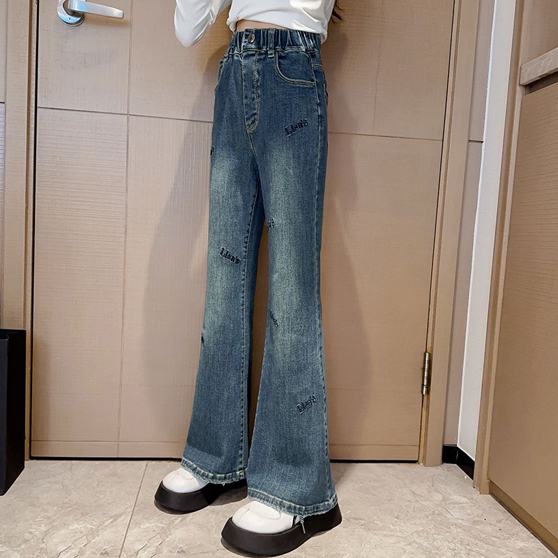 Quần jeans Ống Loe Phong Cách Mới Mùa Xuân Thu Dễ Phối Đồ Cho Bé Gái