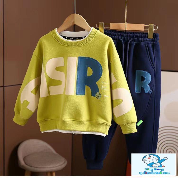 Bộ Đồ Thời Trang Mùa Thu Hai Món Áo Sweater Dáng Rộng Phong Cách Mới Cho Bé Trai