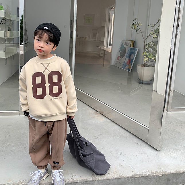 Áo Sweater Lót Lông Cừu Dày Dặn Phong Cách Mới Mùa Thu Đông Cho Bé Trai