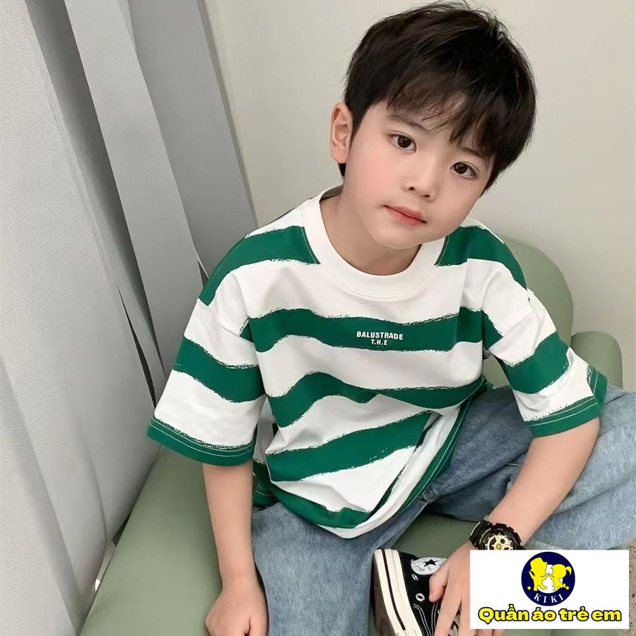 Áo Thun Tay Ngắn Họa Tiết Kẻ Sọc Thời Trang Mùa Hè Mới Dành Cho Bé Trai