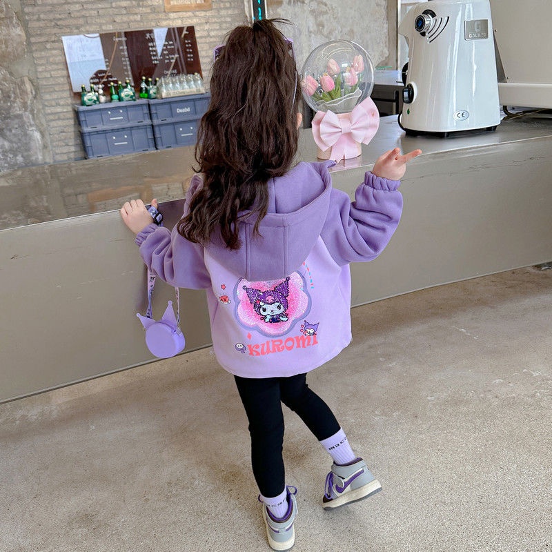 ❤Áo Khoác Lót Lông Cừu Dày Dặn Giữ Ấm Thời Trang Thu Đông 2023 Cho Bé Gái