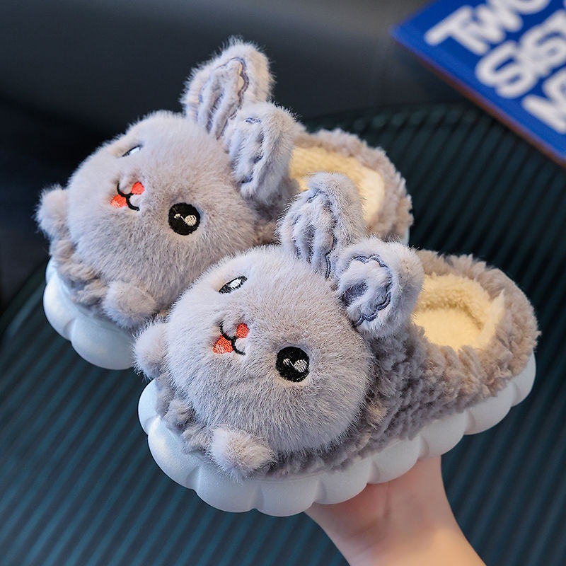 ~ Dép Bông Đi Trong Nhà Chống Trượt Giữ Ấm Mùa Thu Đông Cho Bé Gái