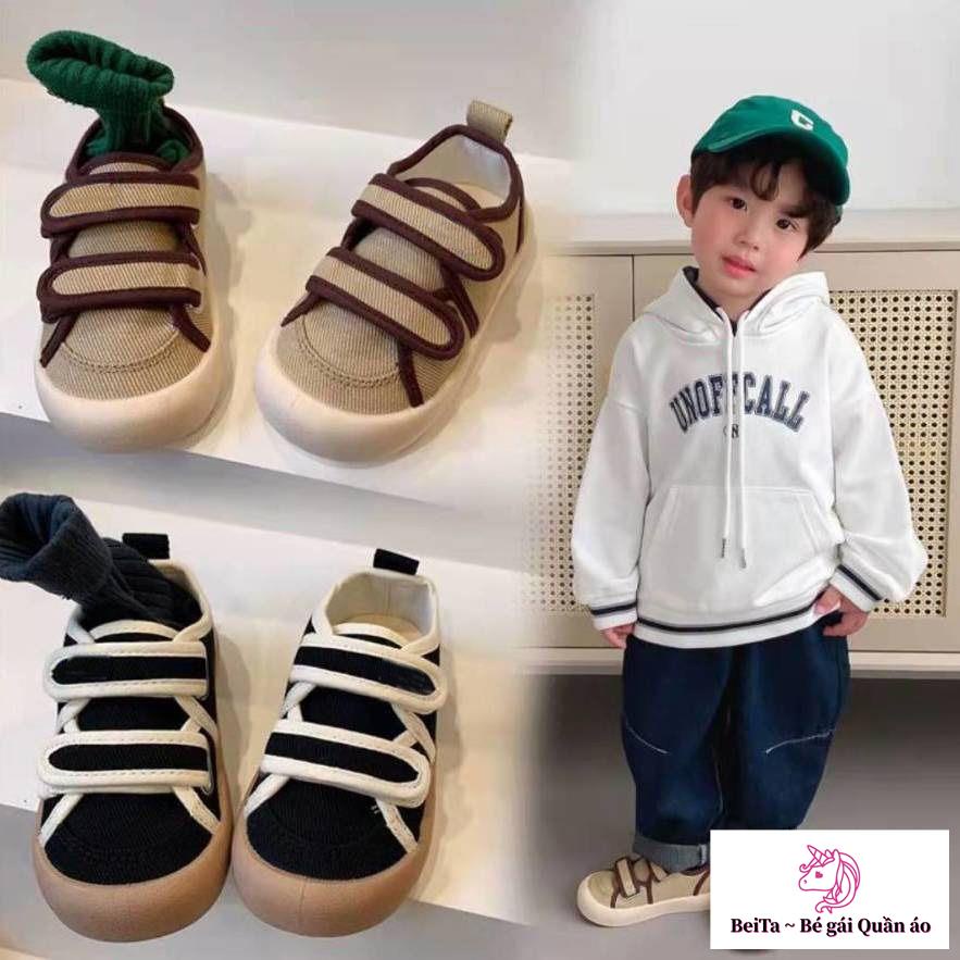 Giày canvas Khóa Dán Thời Trang Xuân Thu Phong Cách Hàn Quốc Cổ Điển Dành Cho Bé Trai Bé Gái Mẫu Giáo