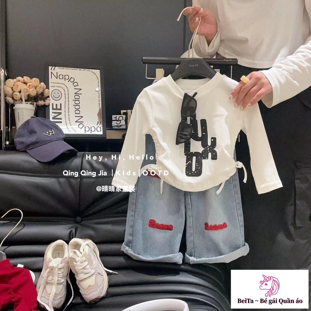 Áo Thun cotton Tay Dài Phong Cách Hàn Quốc Thời Trang Xuân Thu Mới Cho Bé Gái