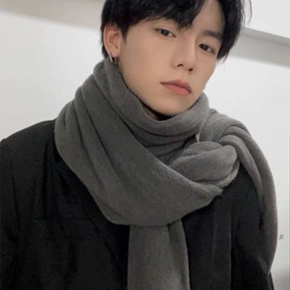 [Thời Trang] Khăn Choàng Cổ Dệt Kim Màu Trơn Dễ Phối Đồ Phong Cách Hàn Quốc Cho Nam Sinh