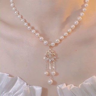 Dây Chuyền Ngọc Trai Hình Hoa Sen Sang Trọng Thời Trang Cao Cấp