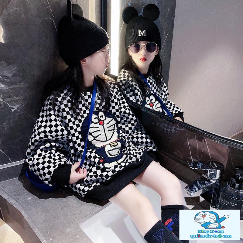 ~ Áo sweatshirt Mỏng Họa Tiết Caro Phong Cách Hàn Quốc Thời Trang Thu Đông Kích Thước Vừa Lớn Cho Bé Gái