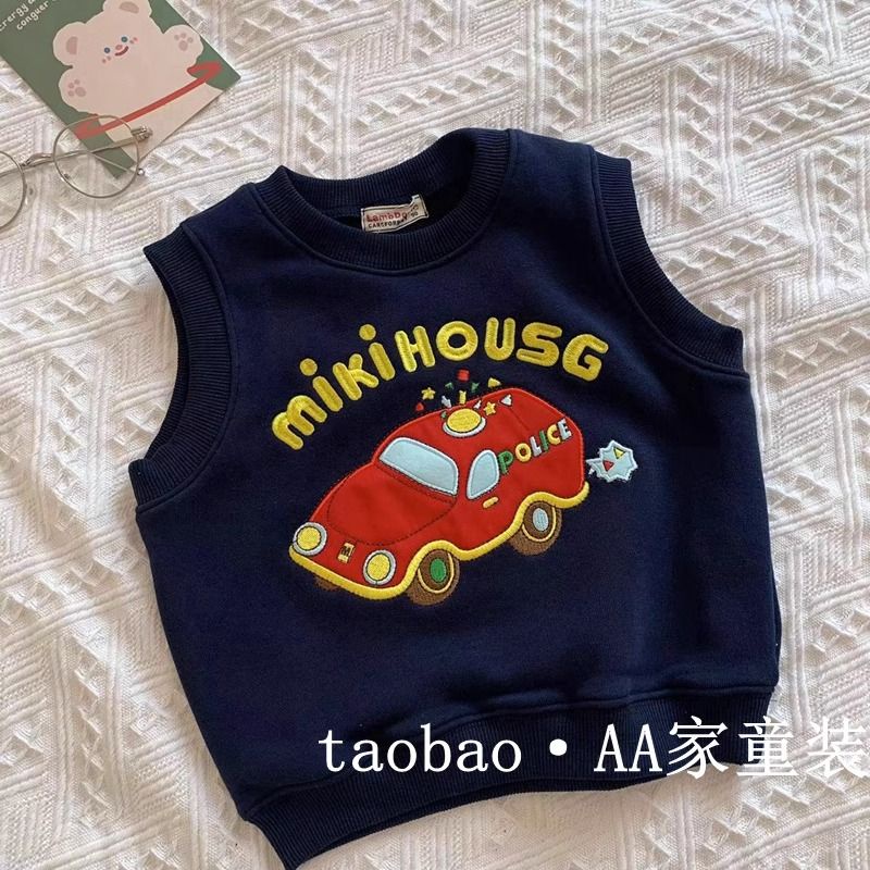 Áo Khoác Không Tay Thêu Họa Tiết Hoạt Hình Phong Cách Phương Tây Thời Trang Xuân Thu Cho Bé Trai Và Gái