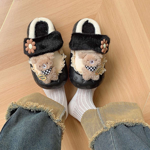 Dép Bông Đi Trong Nhà Hình Gấu Hoạt Hình Dễ Thương Thời Trang Thu Đông 2023 Cho Nữ