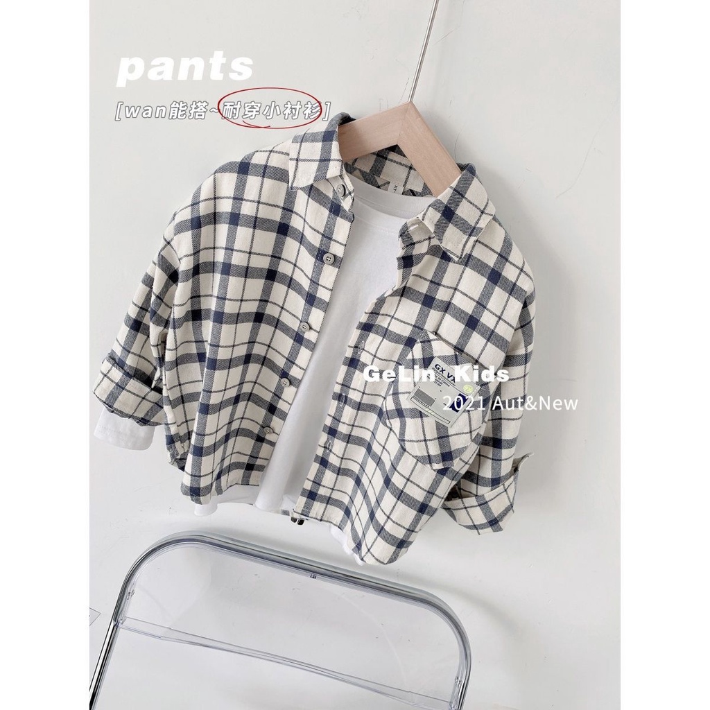 Hàng Mới Về Mới Áo Sơ Mi Dài Tay Họa Tiết Kẻ Ô Phong Cách Mới 2023 Cho Bé Trai