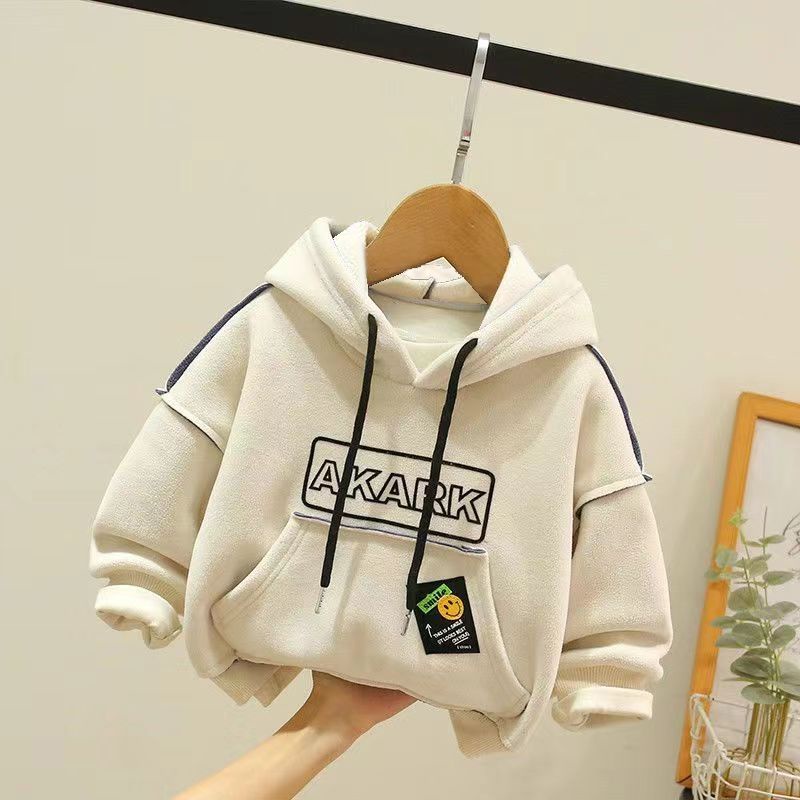 Áo sweatshirt Lông Cừu Dày Lót Lông Cừu Phong Cách Mới Mùa Thu Đông Cho Bé Trai Và Bé Gái
