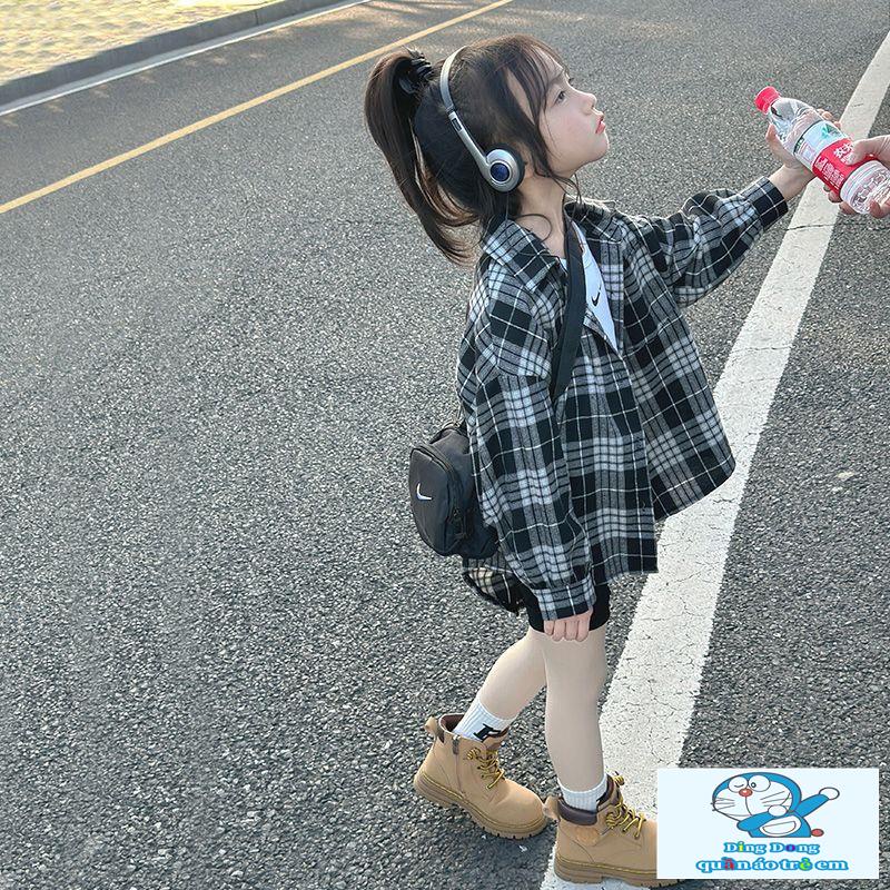 Hàng Mới Về Áo Sơ Mi Caro Thời Trang Xuân Thu 2023 Cho Bé Gái