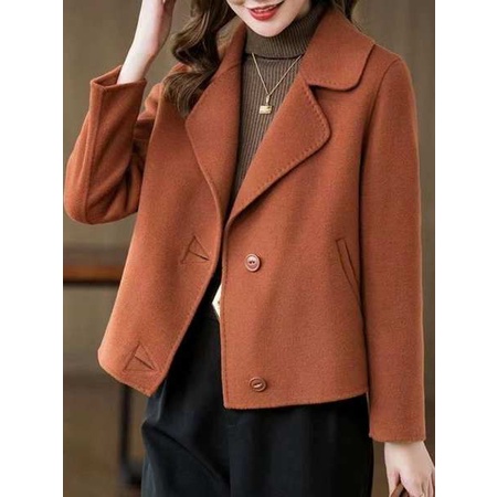 Áo Khoác Len Hai Mặt Dáng Ngắn Thời Trang Xuân Thu Dành Cho Nữ