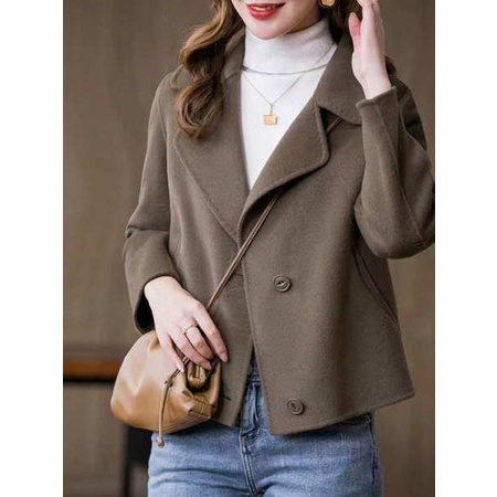 Áo Khoác Len Hai Mặt Dáng Ngắn Thời Trang Xuân Thu Dành Cho Nữ