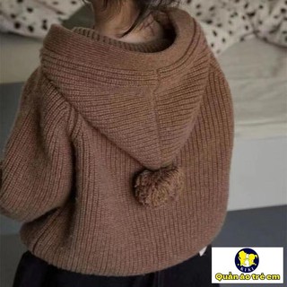 Hàng mới về áo khoác len cardigan có mũ cho bé gái