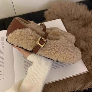 Giày Lười Phối Lông Ấm Áp.