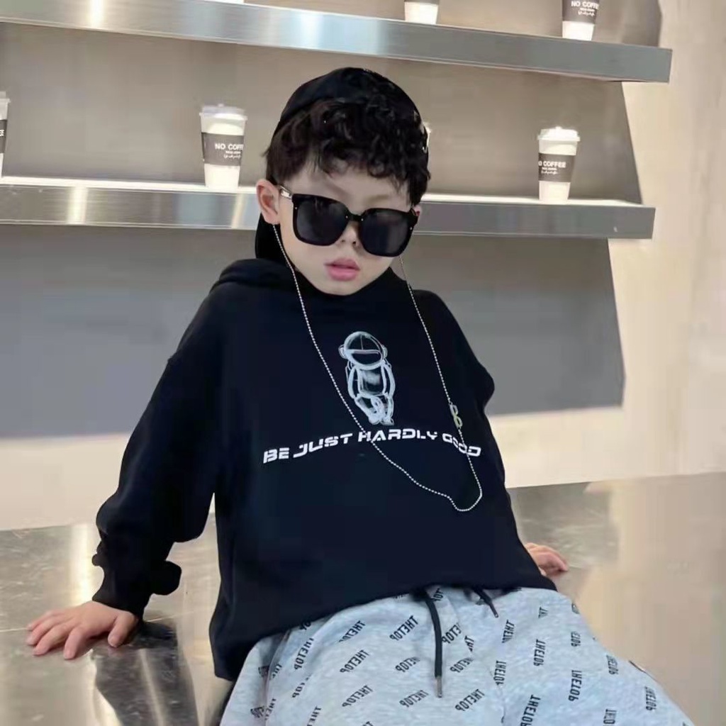 Hàng Có Sẵn ~  Áo sweatshirt Dày Có Mũ Trùm Phong Cách Hàn Quốc Thời Trang Mùa Thu Cỡ Vừa Và Lớn Cho Bé Trai