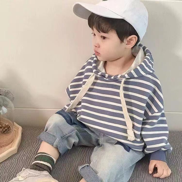 Hàng Mới Về Mới Áo Hoodie Tay Dài Dáng Rộng Họa Tiết Kẻ Sọc Phong Cách Hàn Quốc Thời Trang Cho Bé Trai ~ 2023