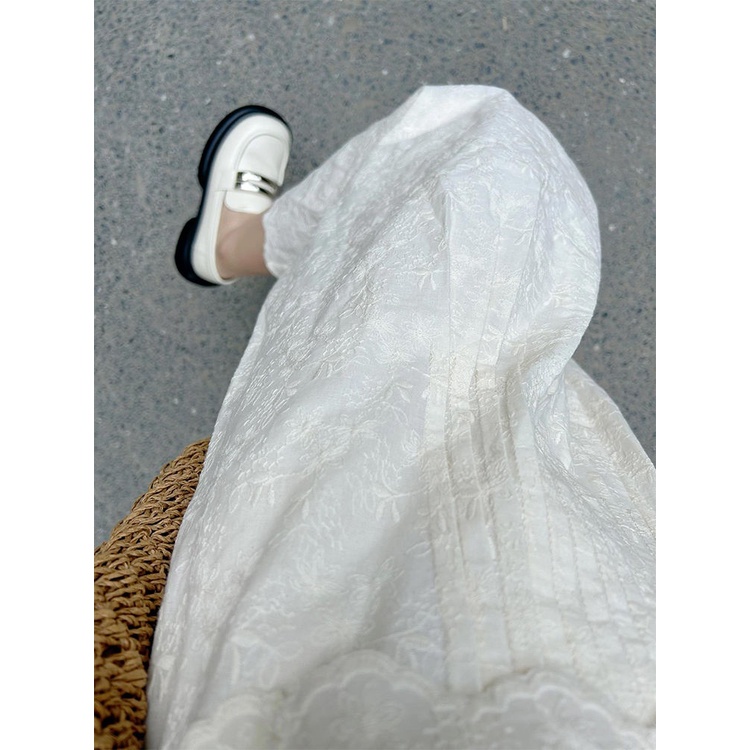 23 Bộ Áo Sơ Mi Tay Dài + Chân Váy Ren Lưng Cao Thêu Họa Tiết Phong Cách Pháp Cổ Điển Thời Trang Cho Nữ