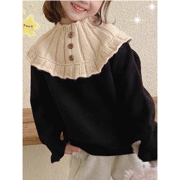 Áo sweater Lông Cừu Chui Đầu Tay Dài Phong Cách Thu Đông Mới Cho Bé Gái mi