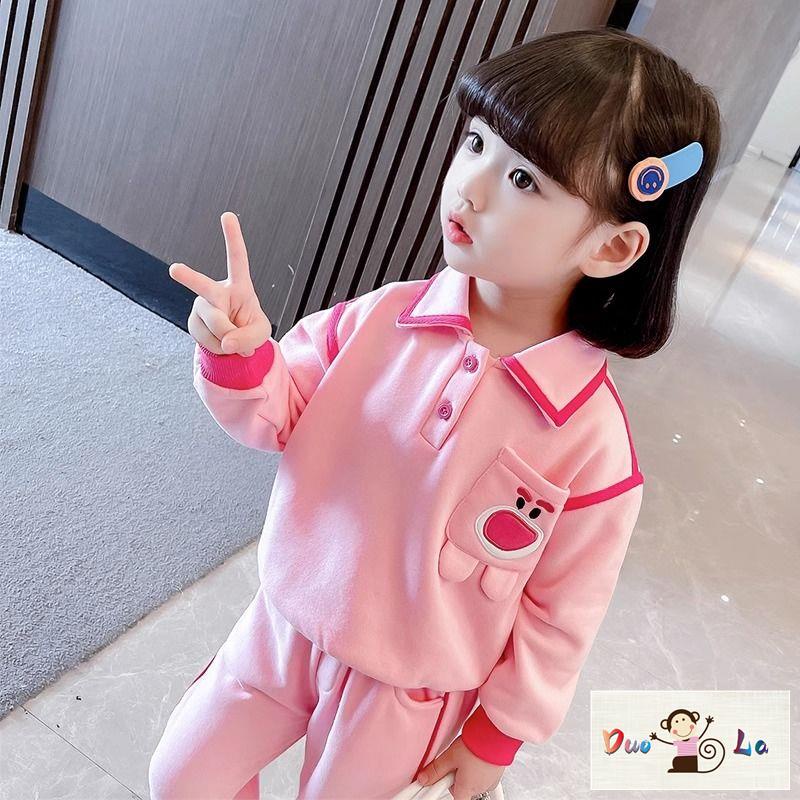 Bộ Đồ Thể Thao Hai Mảnh Cổ Búp Bê Thời Trang Xuân Thu Phong Cách Phương Tây Mới Cho Bé Gái