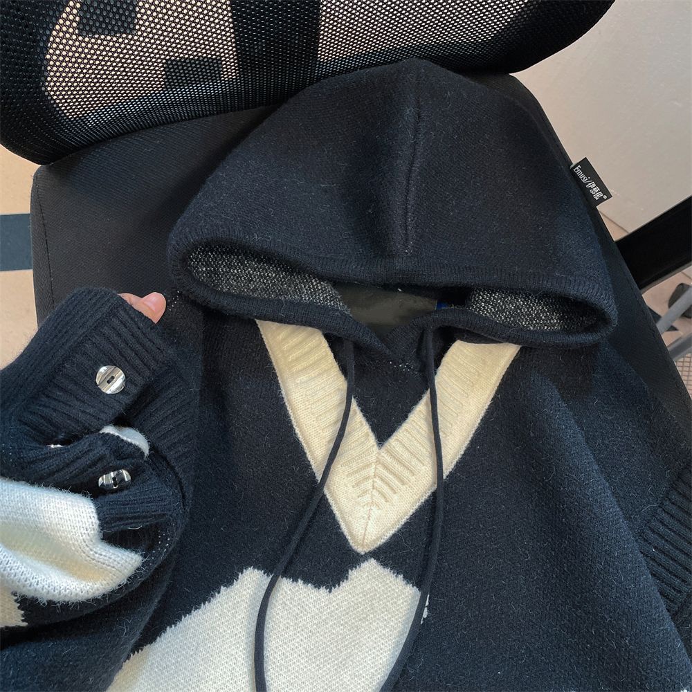 Áo Khoác Hoodie Dày Giả Hai Lớp Màu Sắc Tương Phản retro Đường Phố Cao Cấp Phong Cách Đường Phố Mỹ Cho Nam Và Nữ sw