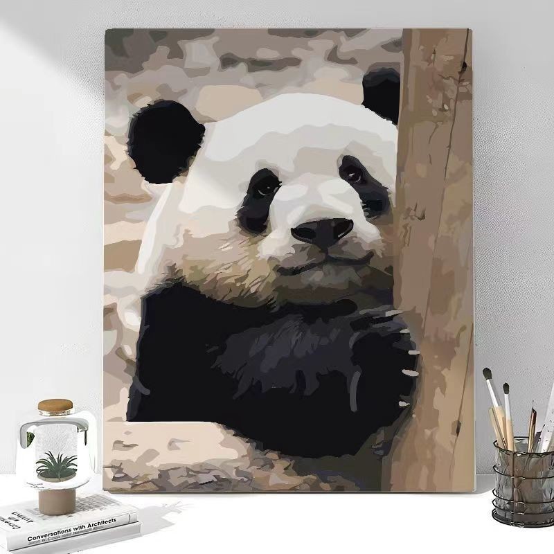 Tranh Sơn Dầu Vẽ Tay Kỹ Thuật Số Tự Làm Hình Hoàng Tử Ba Và Gấu Trúc Dễ Thương