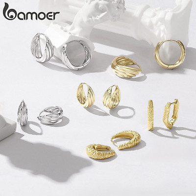 Bông Tai Bamoer Họa Tiết Vàng Sáo Vòng Bông Tai Trang Sức Thời Trang Cho Nữ Quà Tặng
