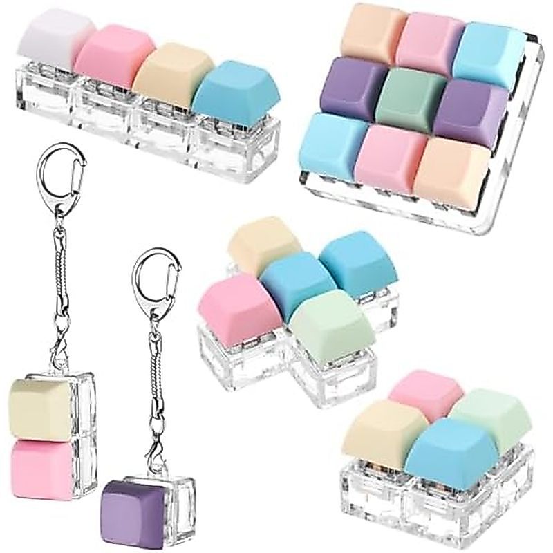 Bàn phím 6 mảnh Móc khóa giải nén Clicky Creamy Fidget Bàn phím Clicky Creamy Fidget Nút giải nén Bả