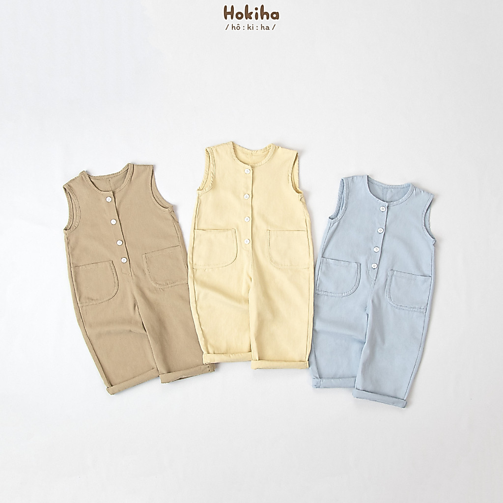 Yếm Liền Thân Phối Túi Thêu Hình Cho Bé Hokiha Vải Kaki Mềm Mại, Thoải Mái Size Từ 8-17kg Y145