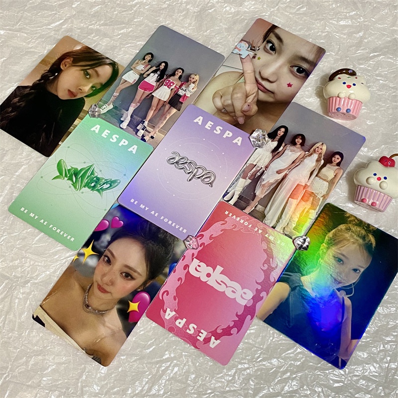 Kpop Blackpink Treasure EXO NMIXX IU LE SSERAFIM Twice I-DLE Straykids Flash Laser Photocard Lomo Card