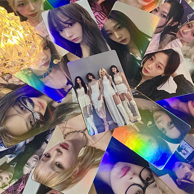 Kpop Blackpink Treasure EXO NMIXX IU LE SSERAFIM Twice I-DLE Straykids Flash Laser Photocard Lomo Card