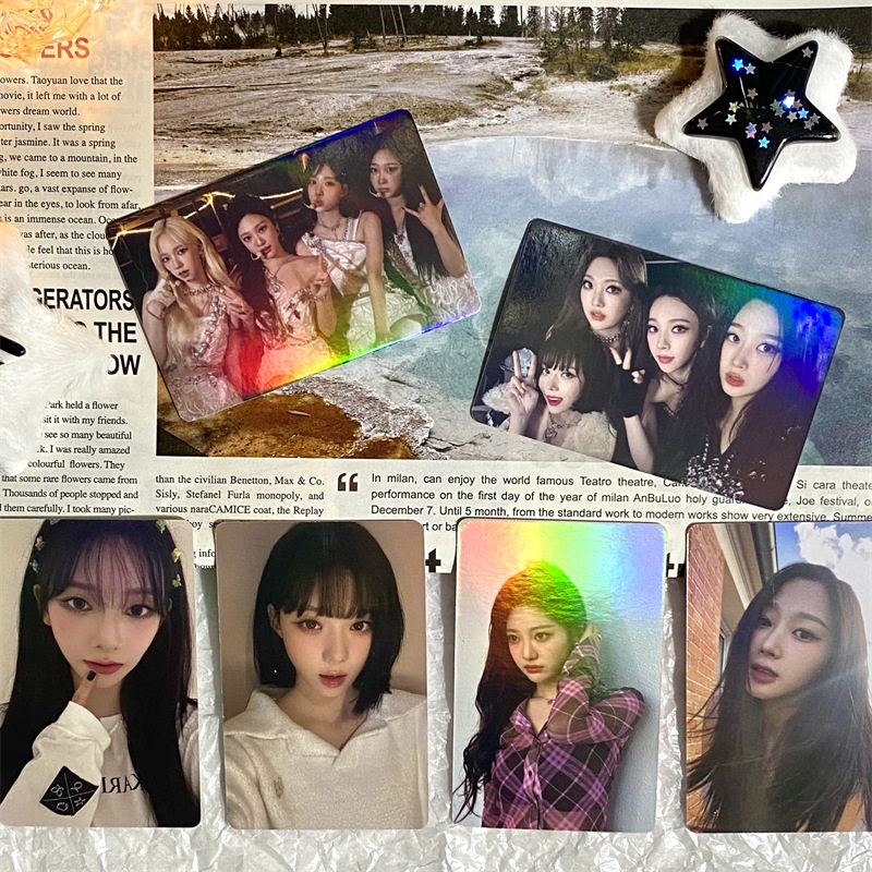 Kpop Blackpink Treasure EXO NMIXX IU LE SSERAFIM Twice I-DLE Straykids Flash Laser Photocard Lomo Card