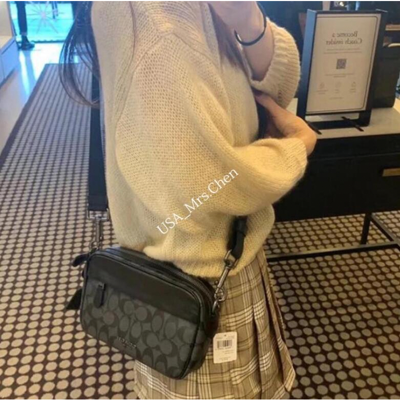 COACH Túi Đeo Chéo Nam、 túi máy ảnh, giấy chứng nhận mua hàng chính hãng F50715
