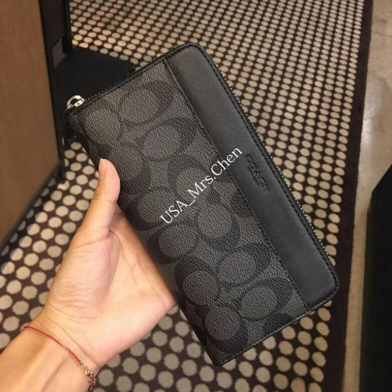 Ví nam COACH F75000 /ví dài khóa kéo