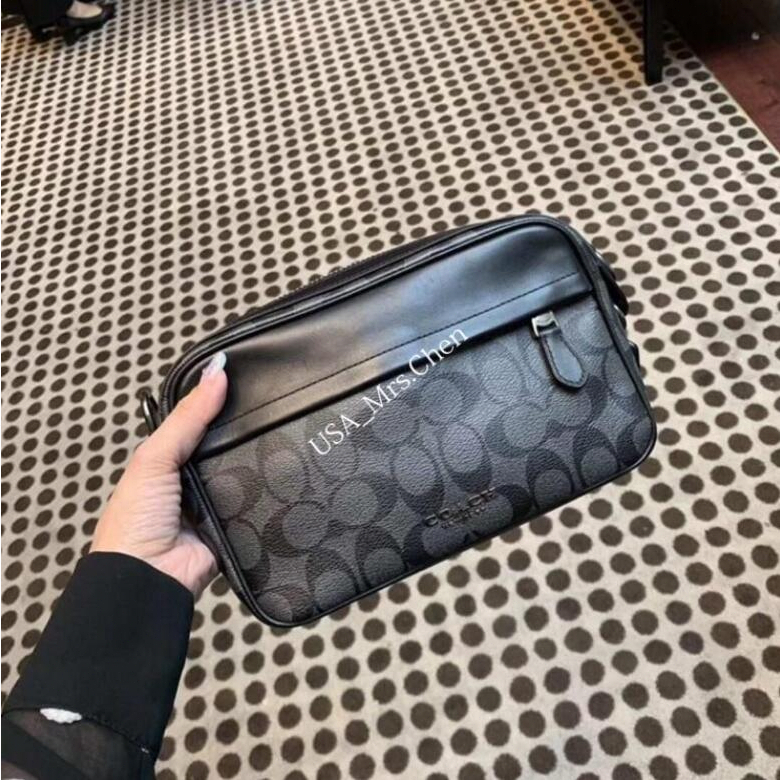 COACH Túi Đeo Chéo Nam、 túi máy ảnh, giấy chứng nhận mua hàng chính hãng F50715